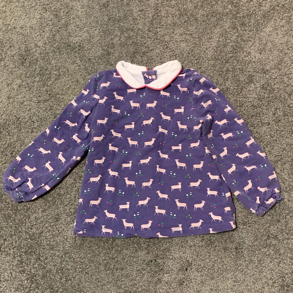 Mini Boden Peter Pan collar deer floral shirt 2T